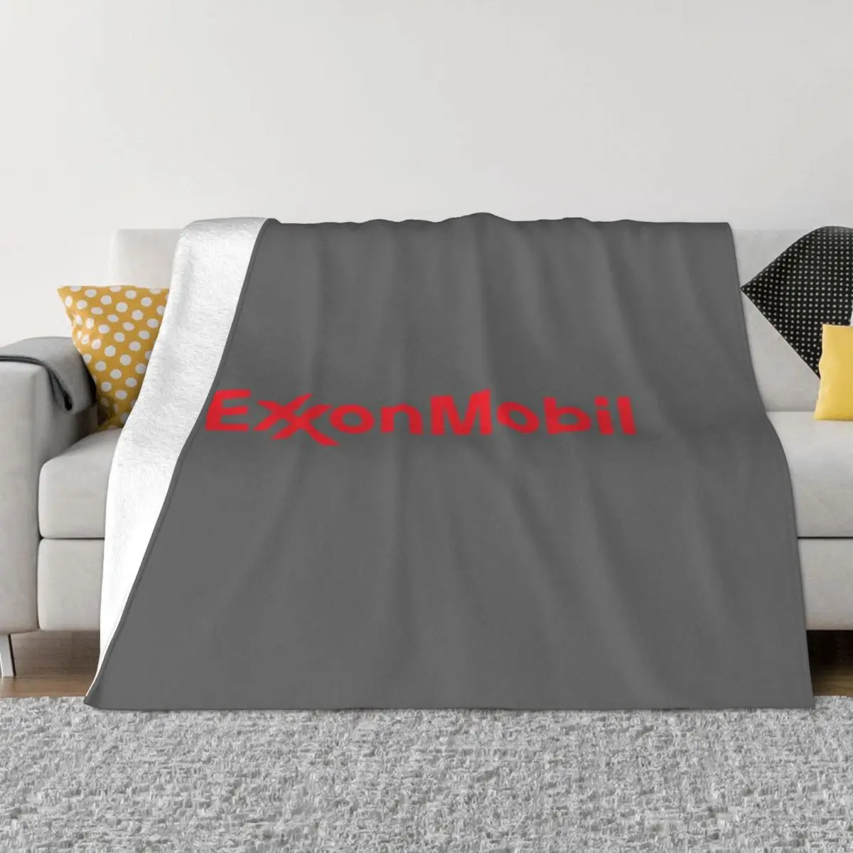 Фото Увлекательный дизайн с логотипом Exxon Mobil Essential Design, ультрамягкое одеяло из микрофлиса №1