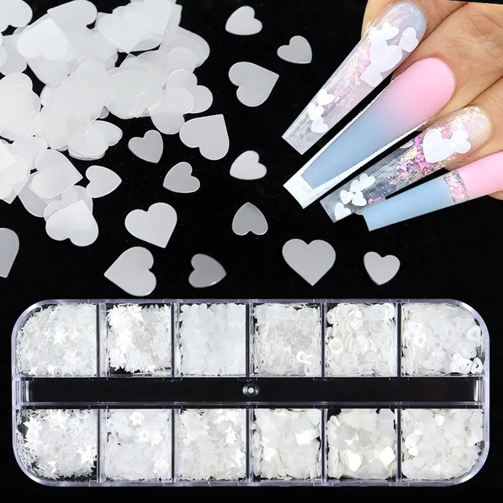 

Decoration Accessories Irregular Manicure Mixed Pure White Nail Art Sequins Letter Slice Flake Love Heart Butterfly