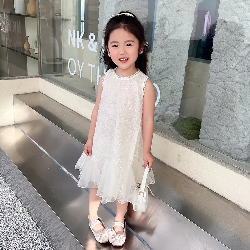 Платье для маленьких девочек лето 2024 новое детское платье принцессы Hanfan нарядное