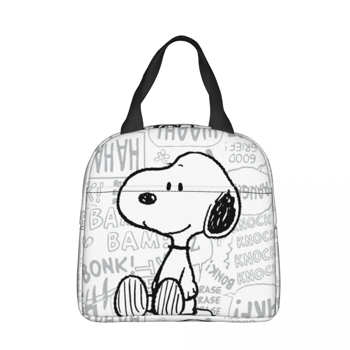 Черно-белые Изолированные сумки для ланча Snoopy с комиксами вместительная женская