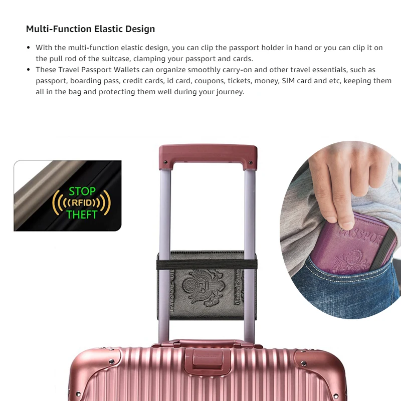 United Sates Passport Holder Cover Wallet RFID Blocking PU Leather Card Case USA Travel Passport Case Organizer for Men Women