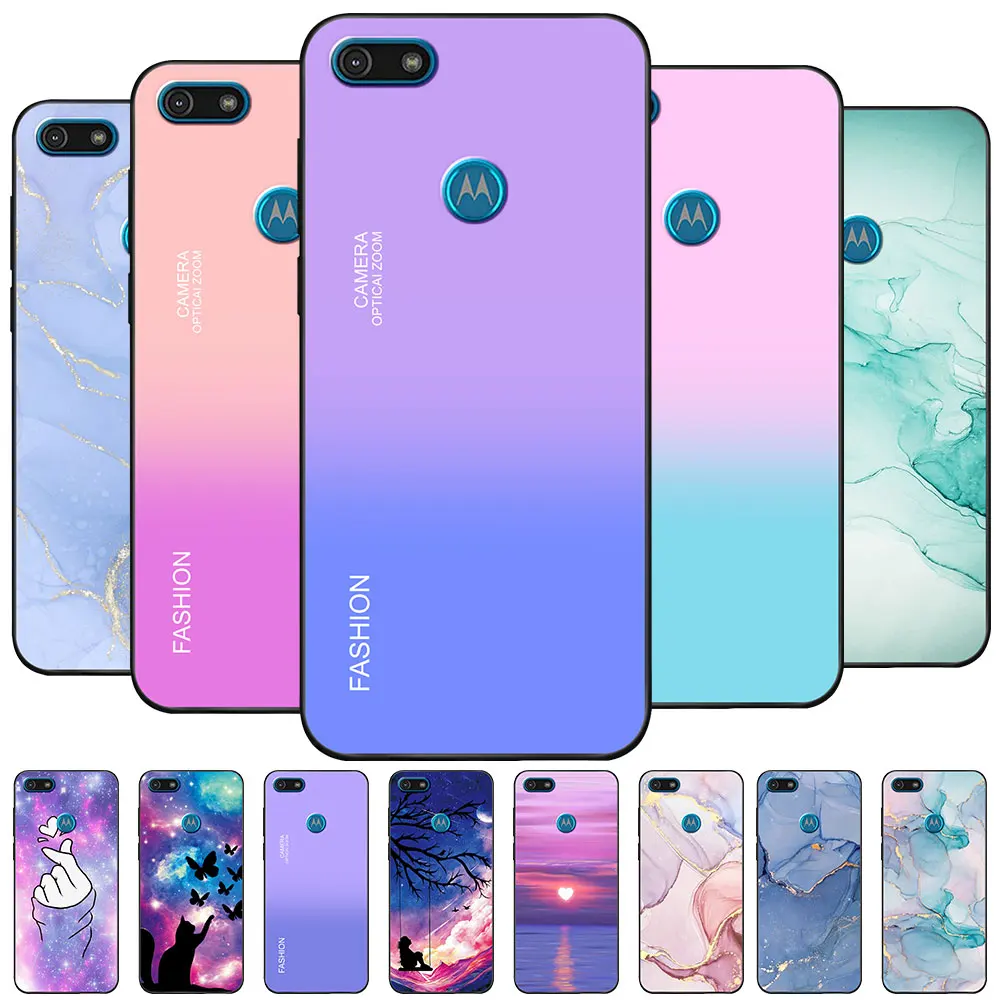 Чехол для Moto E6 Play Coque MOTO E 6, мягкий силиконовый чехол из ТПУ для телефона Motorola Moto E6 Play, задняя крышка, милый чехол, бампер, мрамор