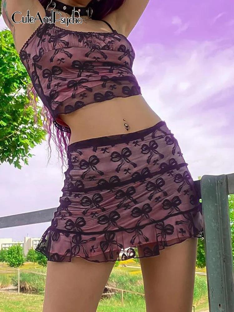

Cuteandpsycho Clubwear Sexy Y2K Kawaii Mini Skirt Summer Harajuku Aesthetic 90s Bodycon Outfit Two-layers Fashion Mermaid Skirts