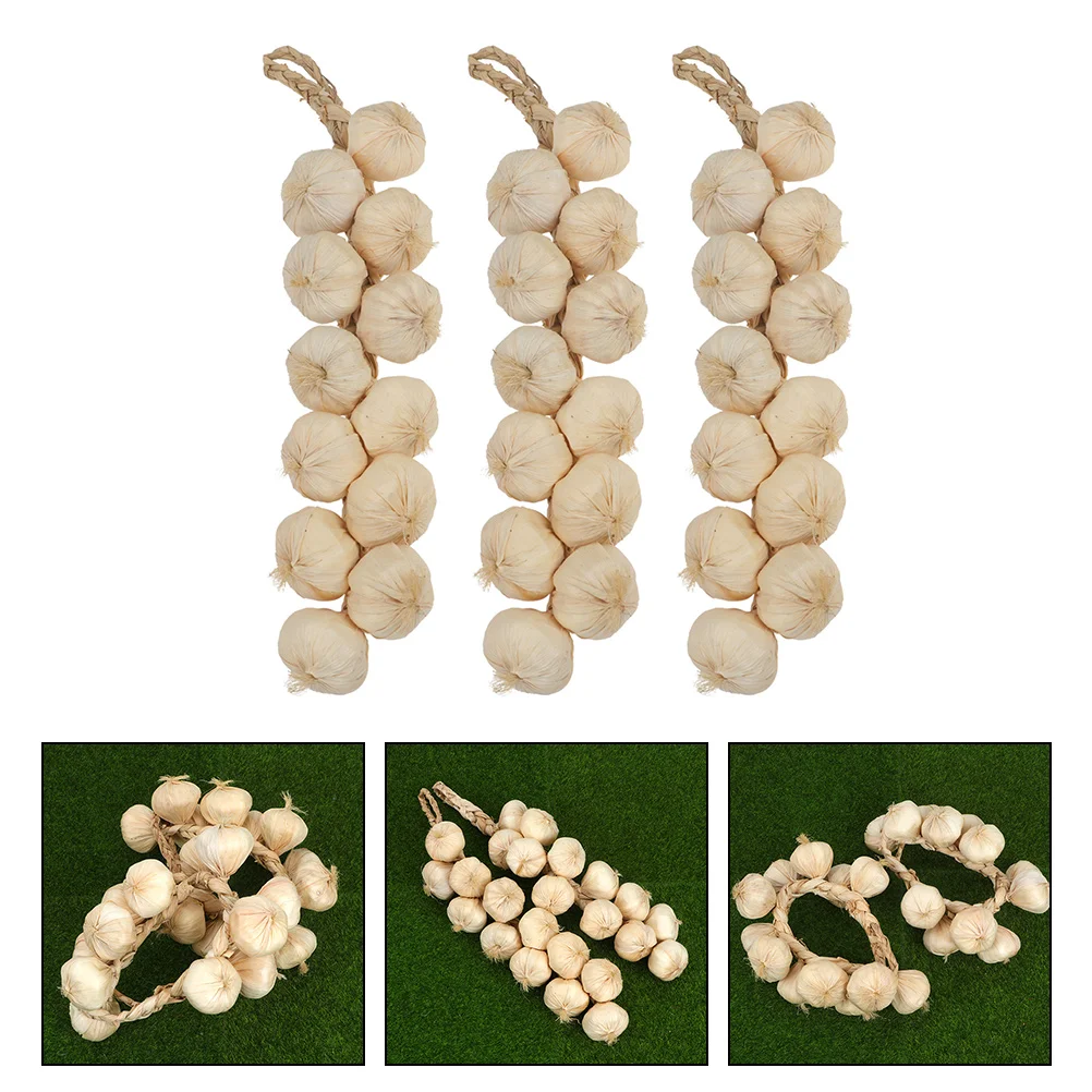 

Garlic Artificial Fake String Vegetable Vegetables Hanging Decor Strings Garlandsimulation Props Decoration Model Kitchen Faux