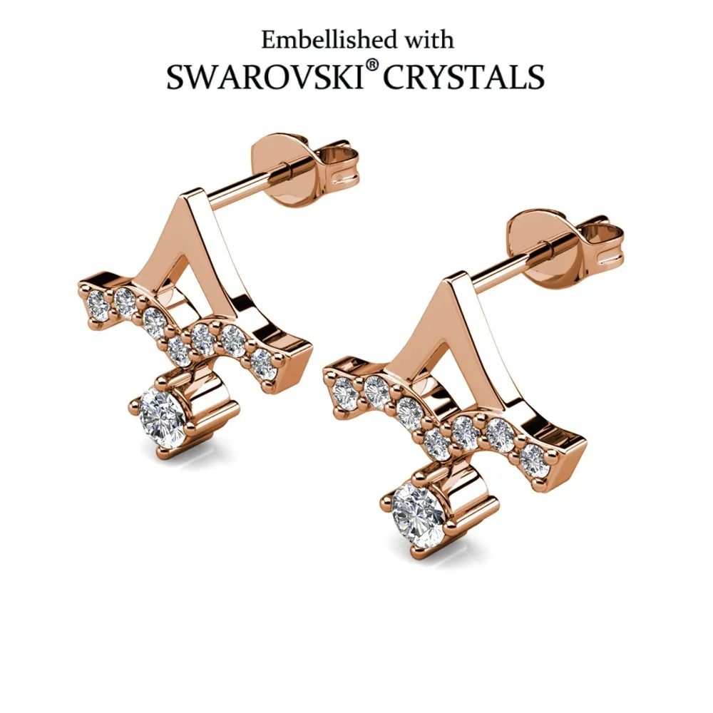 Фото Daisini Lambda Shape Design Модные украшения, украшенные кристаллами Сваровски для женщин, серьги-гвоздики Trenday Luck №1