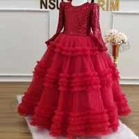 red stunning sequin birthday flower girl dress bling photography shoot toddler kids baby pageant party dresses custom made