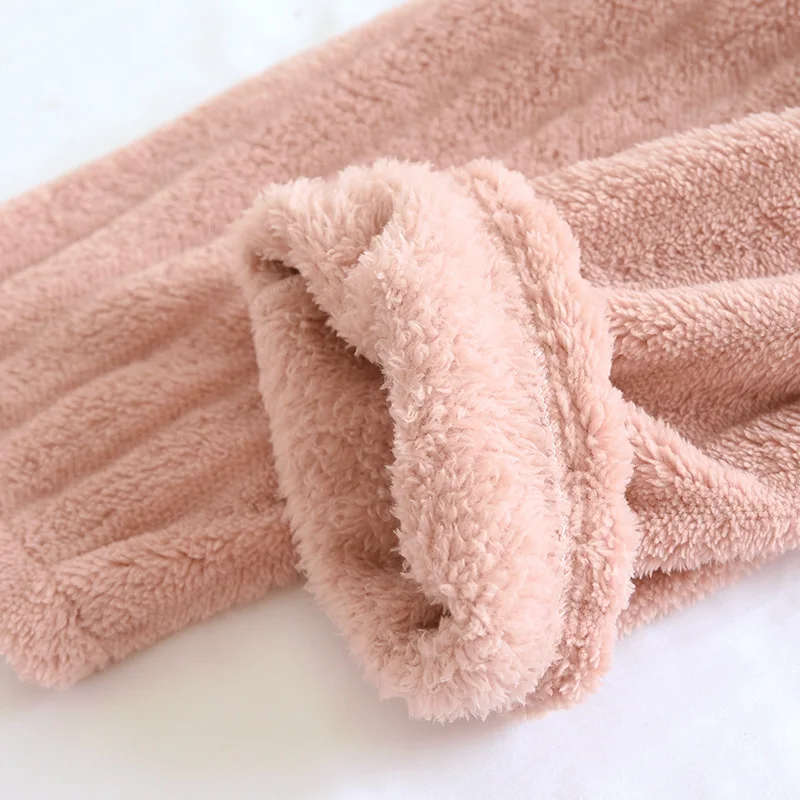 New winter women's pajamas long-sleeved trousers two-piece thickened flannel suit coral fleece warm home clothes sleepwear