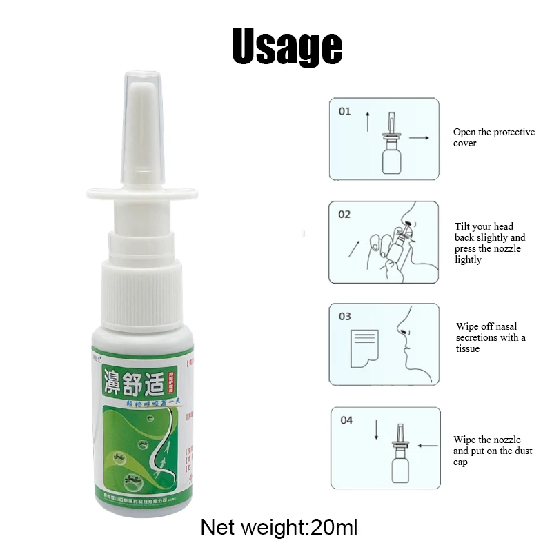 

Спрей для ринита 20 мл 10 шт., антибактериальный раствор для заложенного носа, лечение хронического синусита, медицинская повязка для ухода за носом