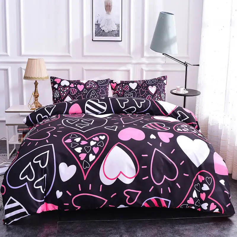 

Boniu Colorful Hearts Pattern Bedding Sets 2/3pcs Quilt Cover Pillow Covers Twin Full Queen Sizes Bed Set Soft Duvet Cover