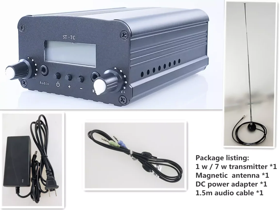 _ 1 Вт/7 Вт 12 В 3 А 76-108 МГц Стерео PLL FM-передатчик радиостанция для вещания полный