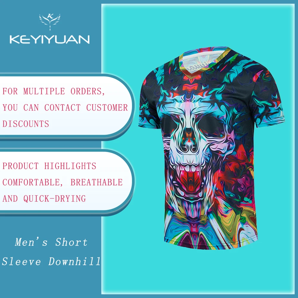 

KEYIYUAN 2022 Summer Short Sleeve Mtb Downhill Jersey Motocross Bike Shirt Men Moto Cross Maillot Vtt Roupa Motocross