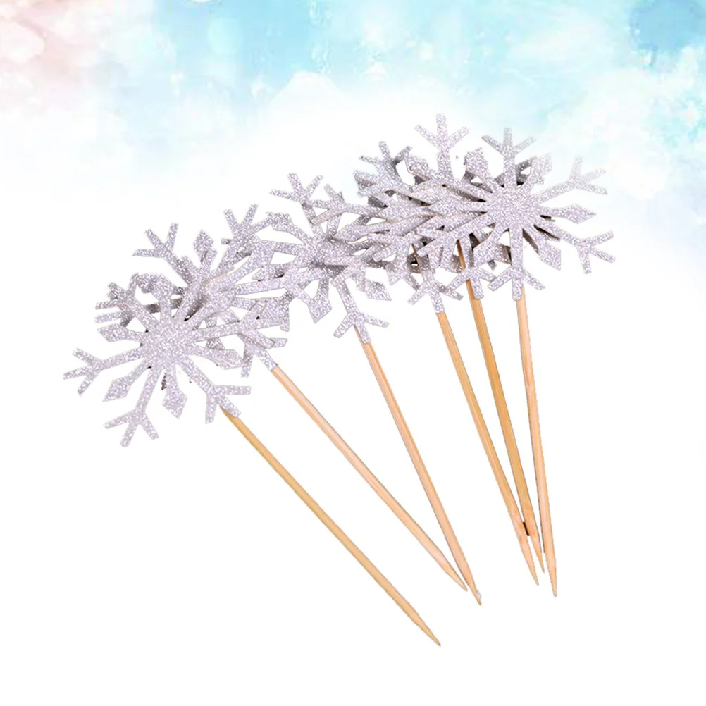 

Cupcake Cake Pick Decorating Snowflake Christmas Picks Decoration Topper Party Decorations Drinkswinter Theme Supplies Insert