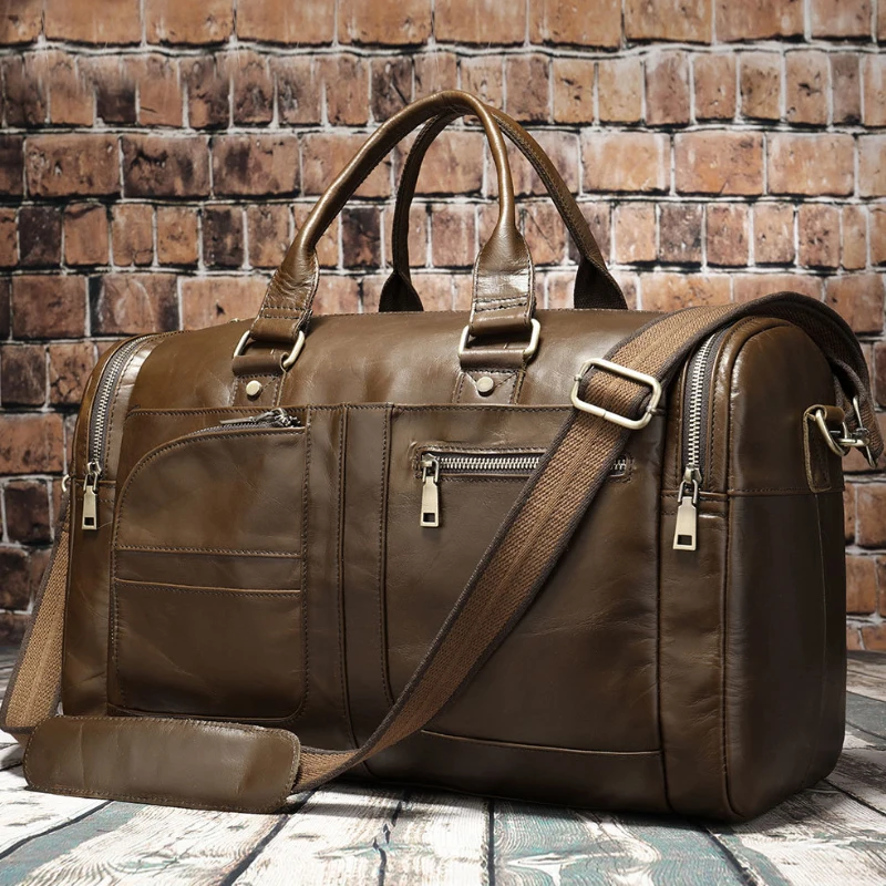 High Qaulity Soft Leather Travel Bag Man Woman Unisex Travelling Handbags Weekender Duffle Bag 100% Cowskin Large Bag