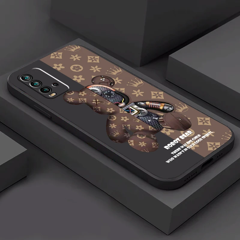 cute mechanical bear protect for xiaomi redmi 9 9t 9i 9at 9a 9c 10s note 9 10 pro max 5g soft tpu funda phone cases back cover free global shipping