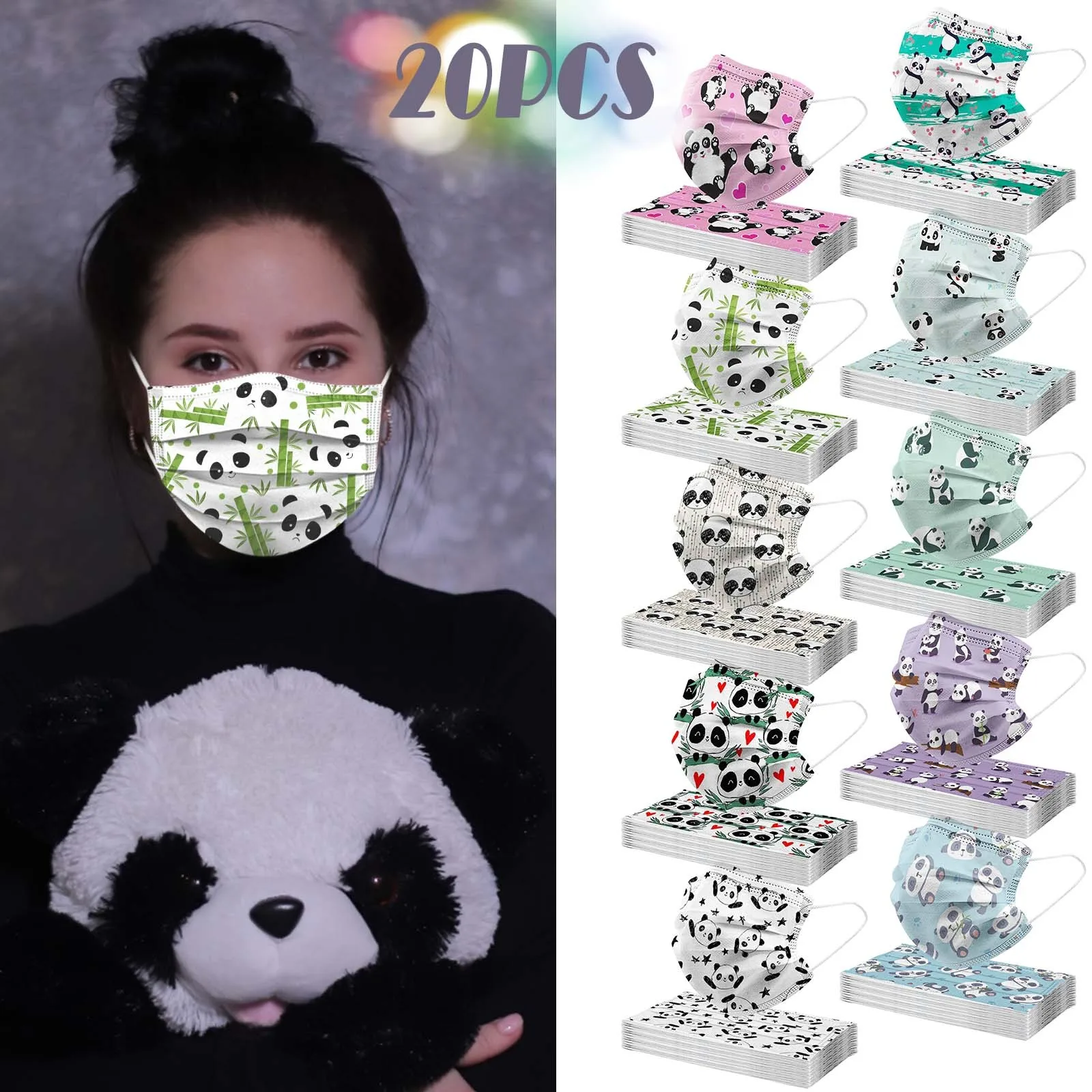 

20 шт., одноразовые чехлы с рисунком панды для взрослых