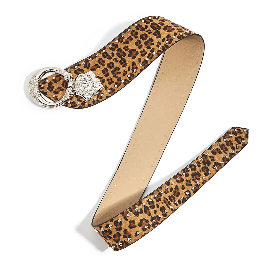 Панк-стиль Y2k леопардовый ремень для женщин металлическая пряжка поясной