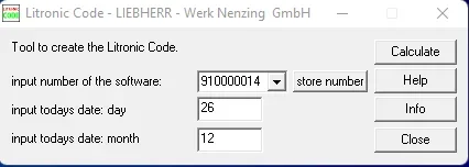 Фото Калькулятор кода Liebherr Liccon 1 и 2 дня для уровня службы 1, 2, 3 №2