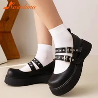 fashion new female mary janes flats buckle strap shallow black metal decoration 2022 woman flats comfy spring autumn lady shoes