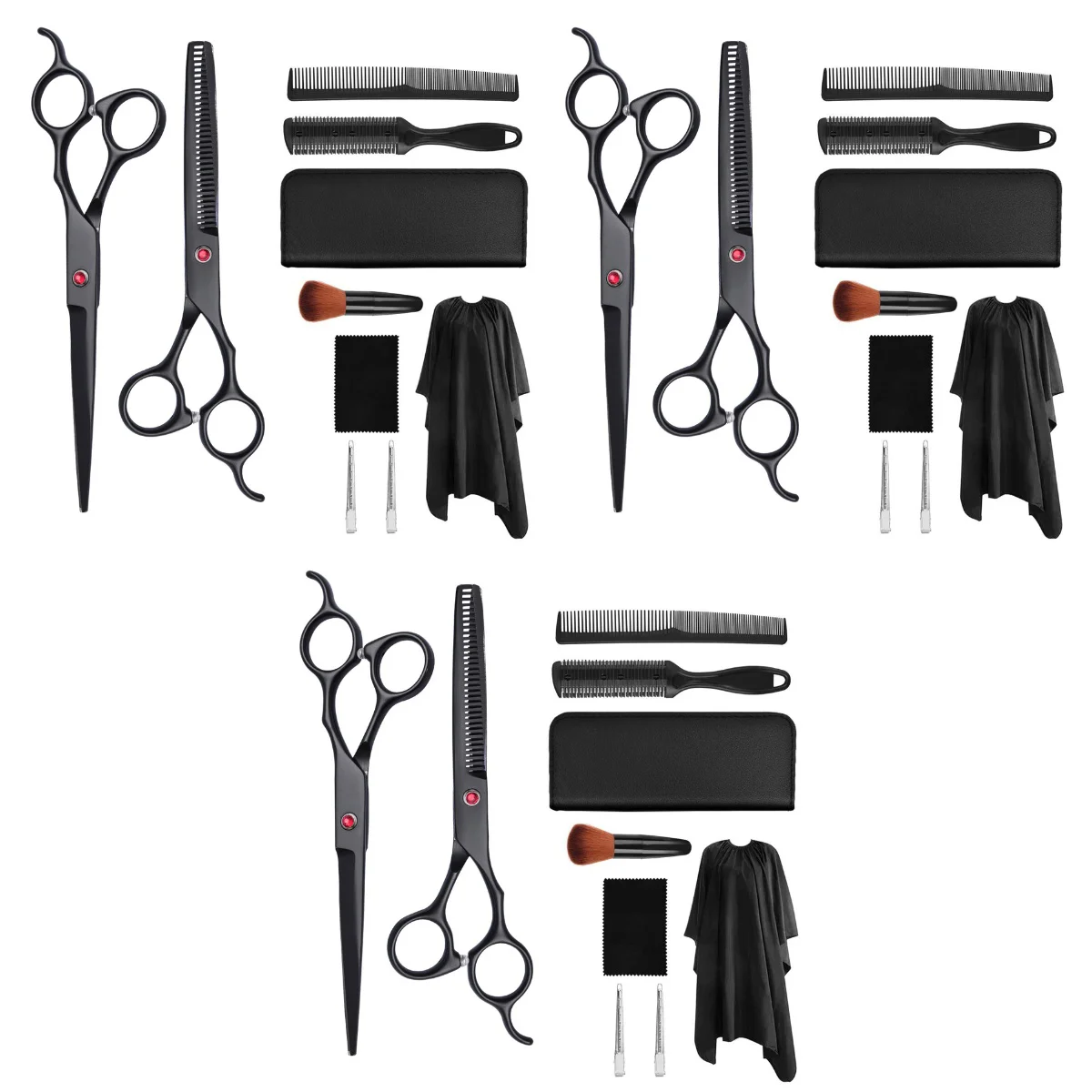 

3 Sets Practical Barber Shears Salon Hairdressing Scissors Haircut Scissors Black