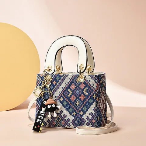 Женская сумка с подвеской в стиле ретро, модная повседневная дизайнерская сумочка через плечо с Бостонским принтом