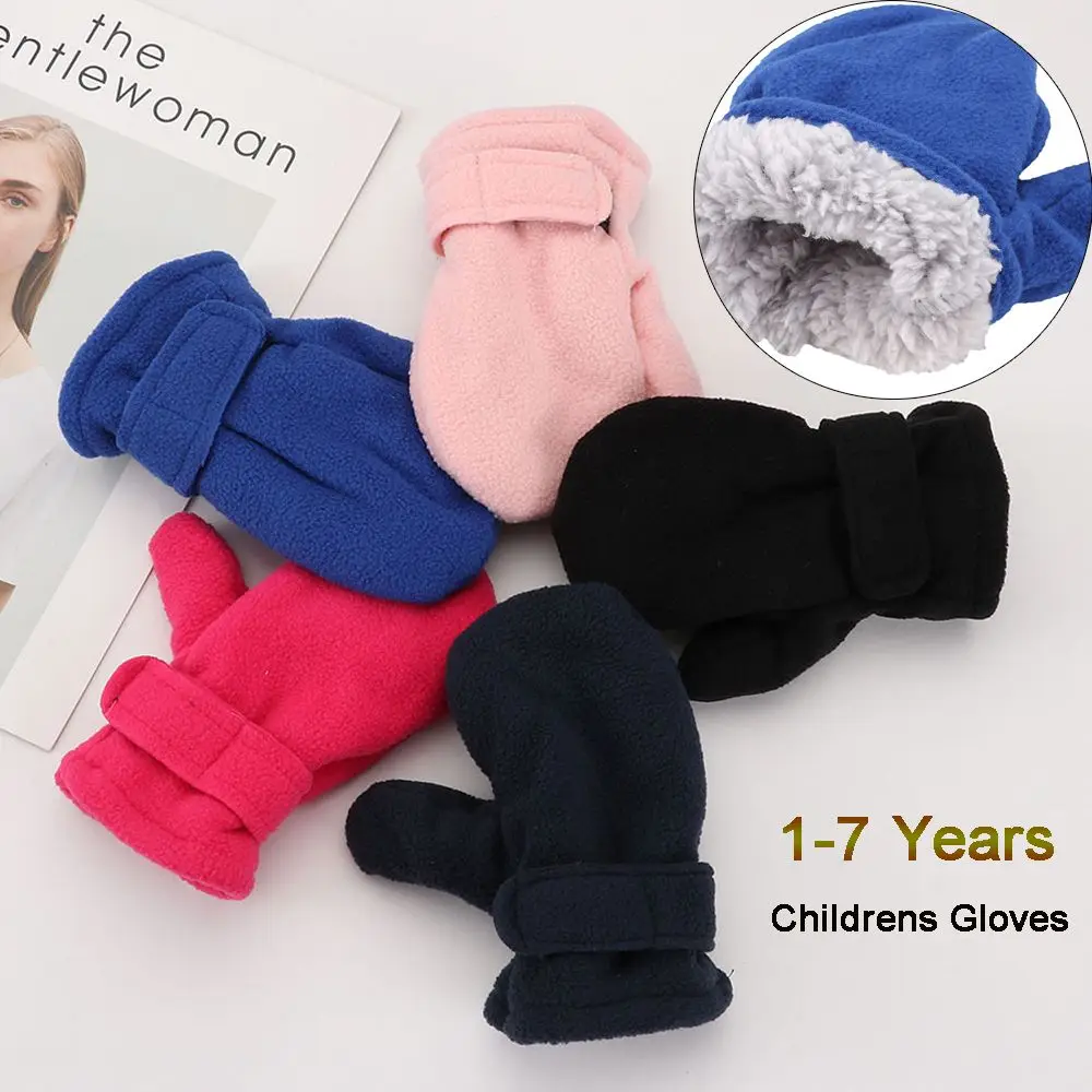 

Years Thickening Warm Candy Color Kids Boy Girls Outdoor Hand Warmers Winter Mittens Childrens Gloves Lined with Fleece