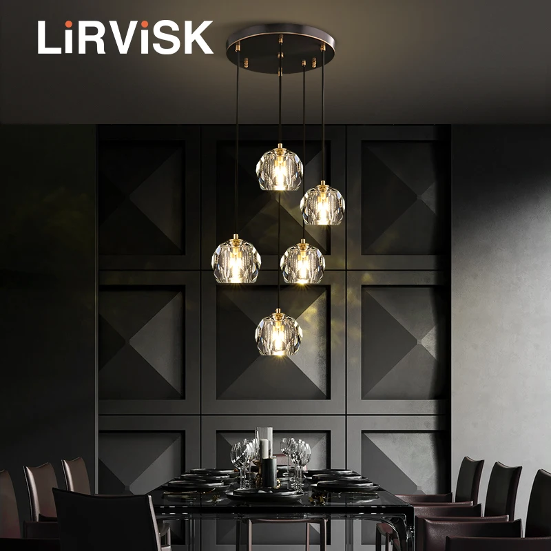 

Modern Crystal Pendant Lighting,Chandelier Light Fixtures for Kitchen Island Bedroom Dining Room Bar DD-282-5