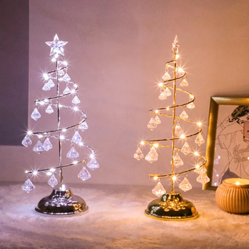 

Crystal Christmas Tree Led Lights Indoor Decoration Fairy Lights Bedroom Night Light String Light Desk Table Lamp New Year Decor