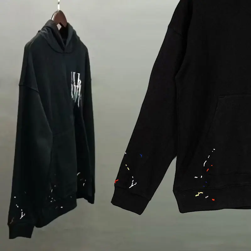 

Fall Letter Embroidery Hoodies Breathable Pullover Comfortable Men Hoodie Sudaderas Hombre Long-sleeved Color Splash Sweatshirt