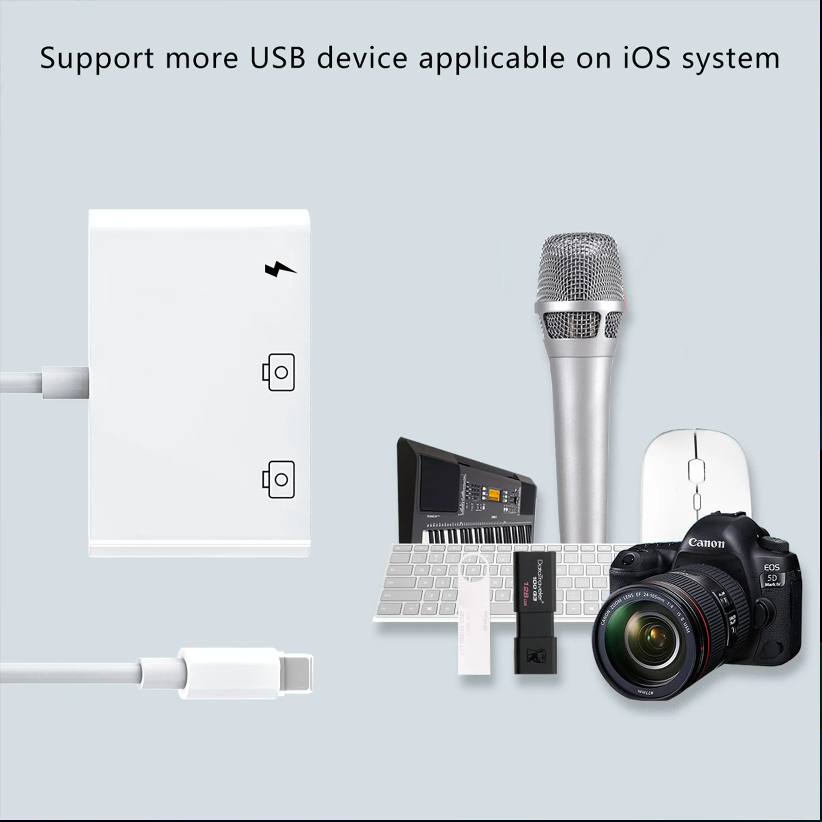 Lightning iPhone to USB3 OTG Camera Adapter/Cable Cord with Charging Lightning iPad to SD/TF Card Reader Support 3.5mm Aux Audio