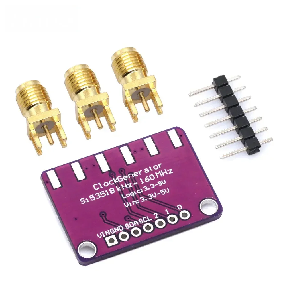 Высокоточный модуль тактового генератора I2C 3 В-5 В Si5351A с выходами SMA для Arduino/Raspberry