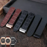 for hublot strap big bang watchband stainless buckle free tool men new real cow leather rubber watchband 2519mm brown black 4 6