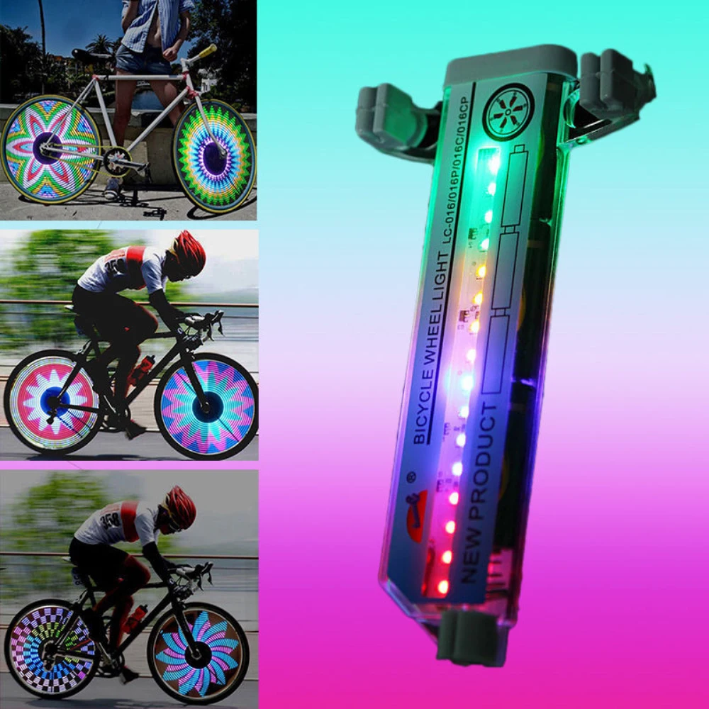 

Bike Light Wheel Spoke LED Lamp Waterproof Cycle Tyre Wheel Valve 32 LED Flash Lights With Bright Bike Words Bicycle Accessories