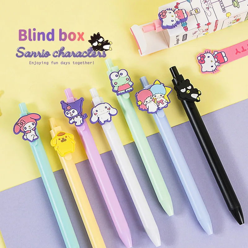 

24pcs Genuine 0.5mm Sanrio Gel Pen Students Press The Neutral Pen With Black School Supplies Kawaii Ballpoint Stationery Kid Pen