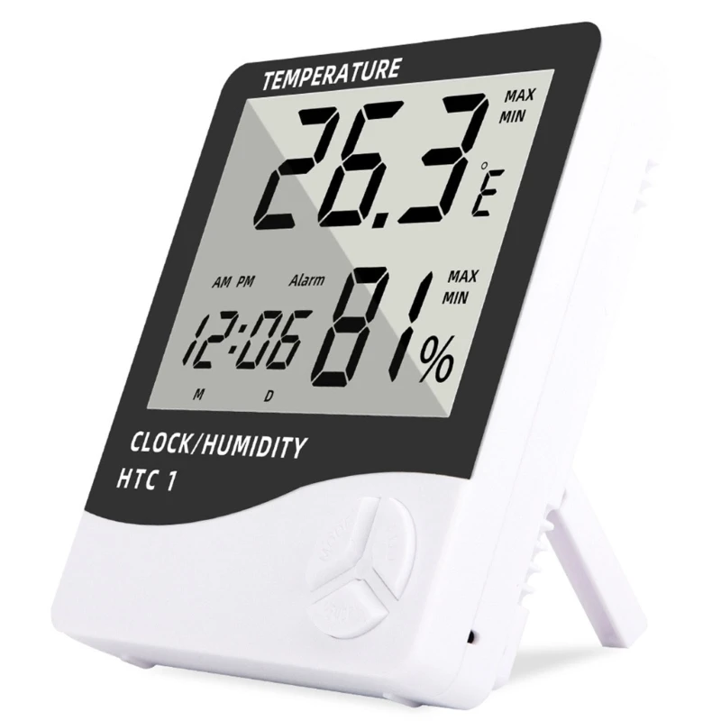 

Wall Mounted Desktop Temperature Humidity Detector with Date Display Alarm