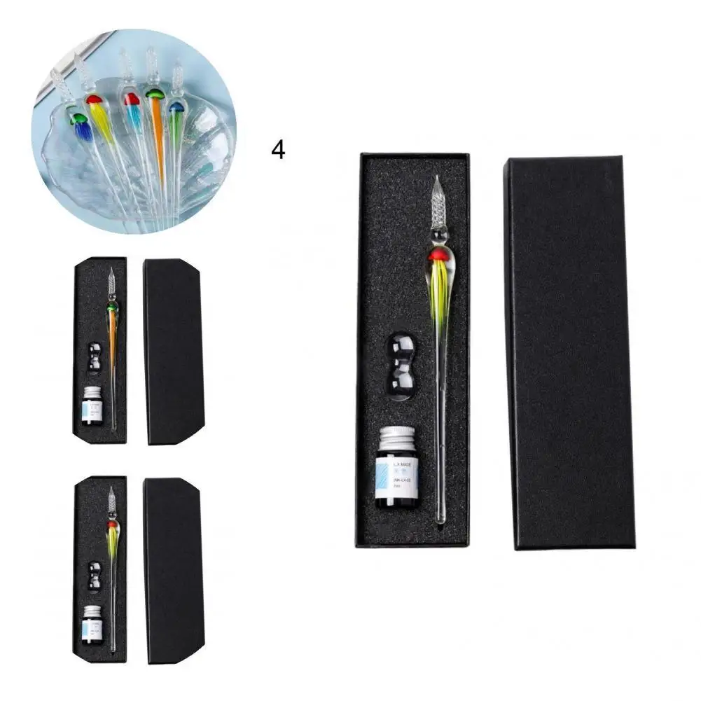 

1 Set Dipped Pen Fancy Jellyfish Pattern Delicate Drawing Calligraphy Glass Pen Kit for Gifts Ink Pen Dipping Pen