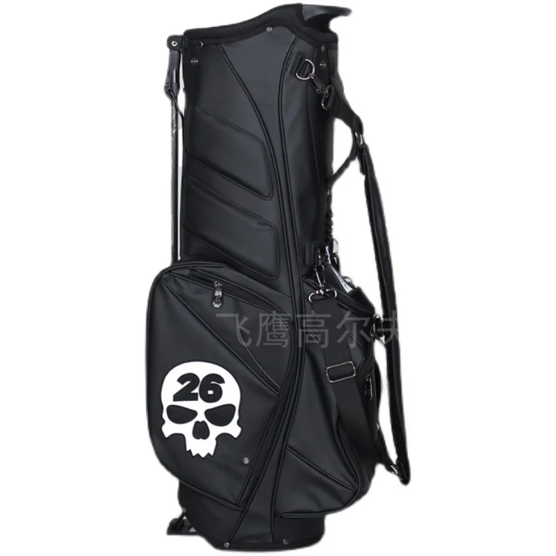 

New Golf Support Bag, High Quality Men Skull One Shoulder Leather Golf Bag