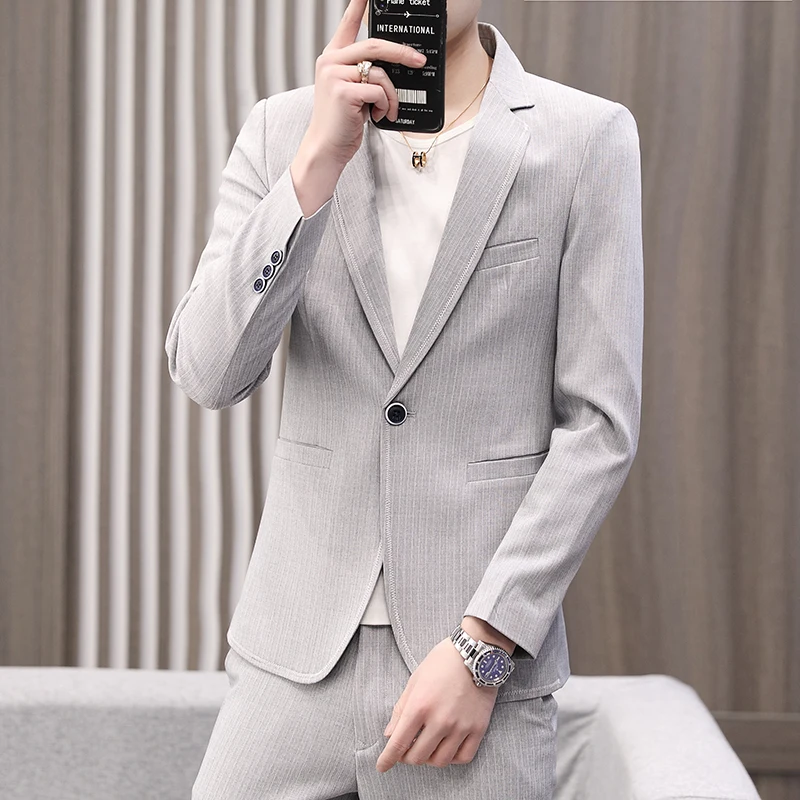 

High-end fashion business British dress Ace Weiss spring men's small suit Korean version slim handsome fashion suit jacket