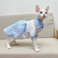 summer kitten outfits thin cotton sphinx devon rex appare cat bow pleated skirt maid sphynx cat dresses hairless cat clothes
