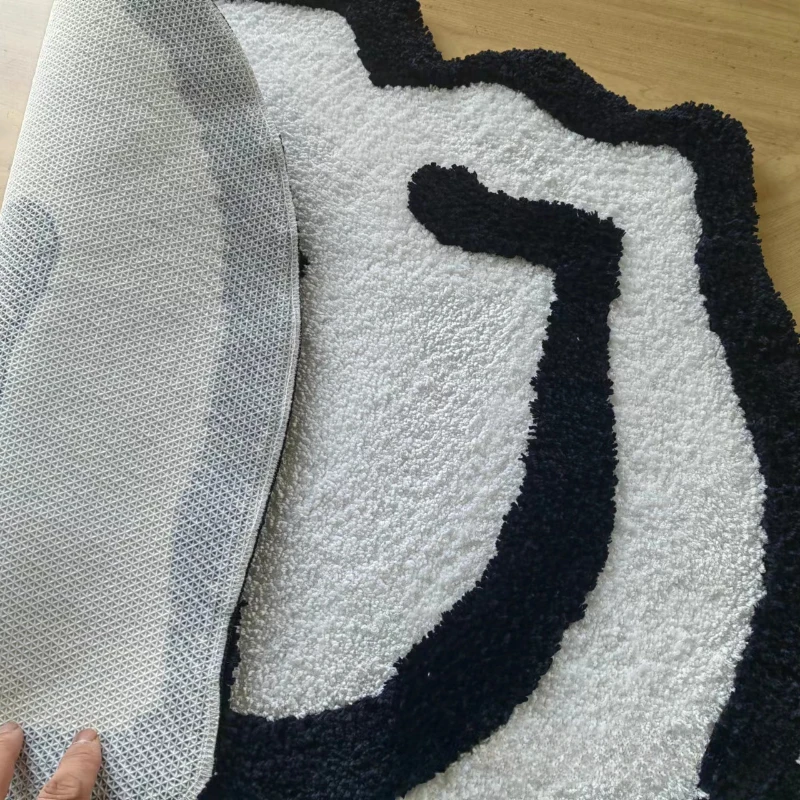 Ковер со смайликом розовый напольный коврик ручной работы милый для украшения