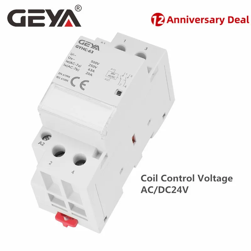 

Автоматический бытовой контактор GEYA GYHC, 2 полюса, 63 А, 24 В постоянного тока, напряжение управления катушкой 2NO, 2NC, 1NO1NC, тип Din-рейки