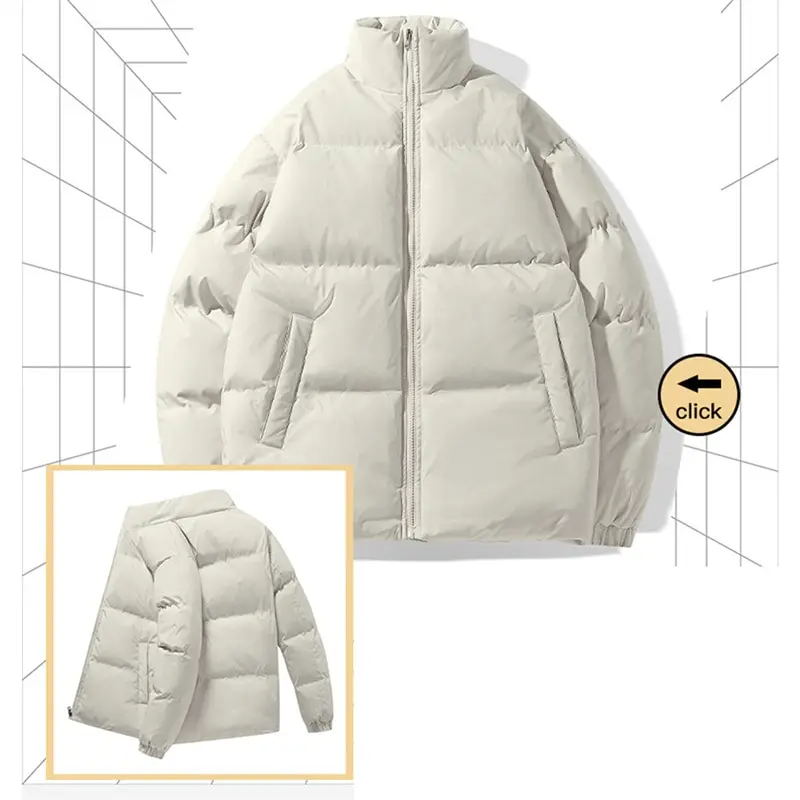 Winter Jacket Men Parkas Thicken Warm Coat Stand Collar Jackets Solid Color Casual Parka Streetwear Women Fashion Outwear Coats