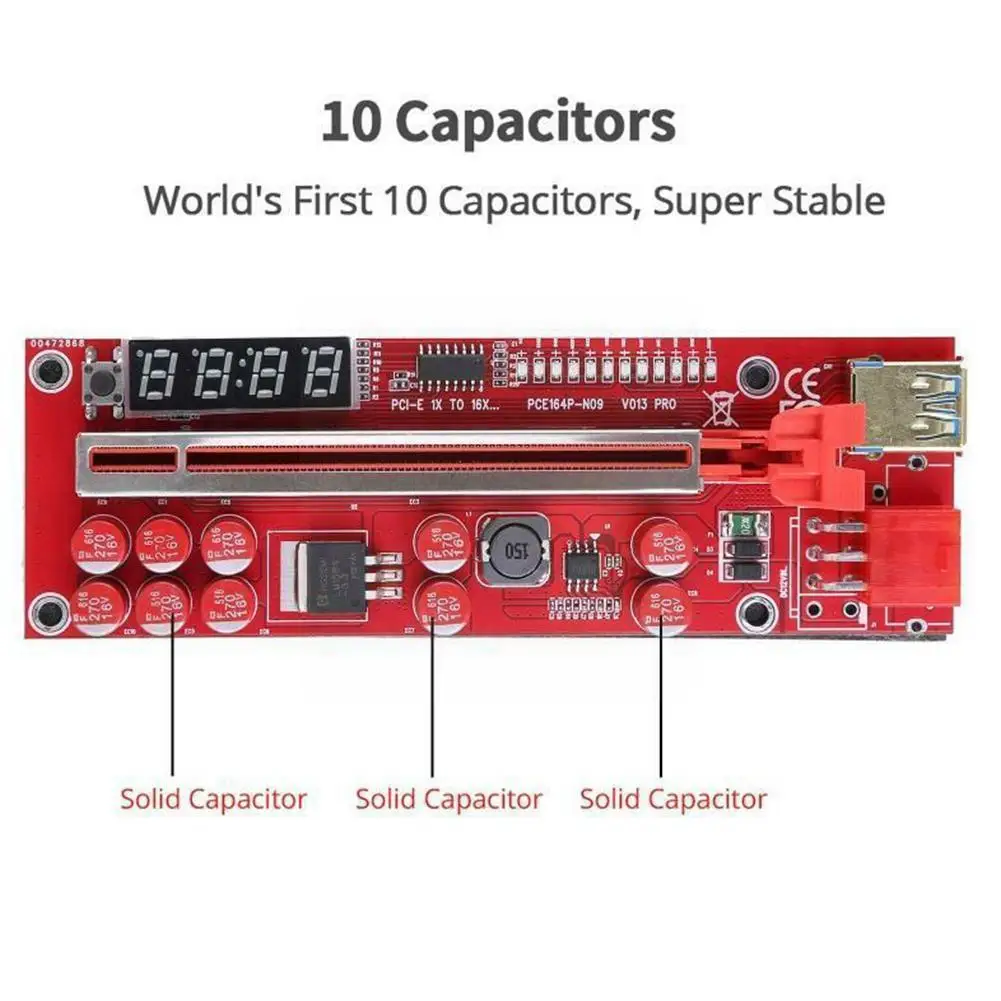 

V013 Pro Pcie Mining Pcie Riser Adapter Card Graphics Graphics Card Riser Pci-e 1x Riser 16x Extension Extension Cable Pci- E5a4
