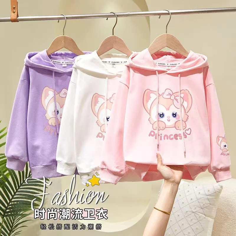

Spring Autumn Girl Hooded Kids Pink White Purple Princess Cute Cat Top 110-160cm 3 4 5 6 7 8T Children Teen Clothes