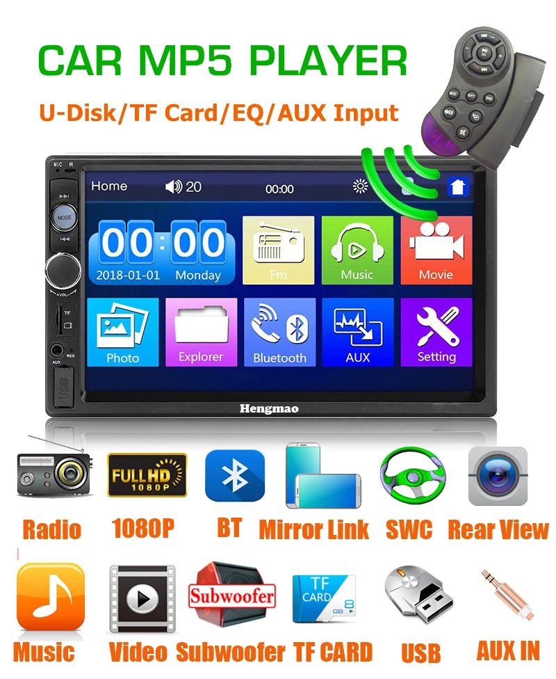 

SZHMUP 2 Din Car Radio Universal 7" HD Touch Screen Multimedia Player 2Din Auto Audio MP5 Bluetooth Autoradio USB TF FM Camera