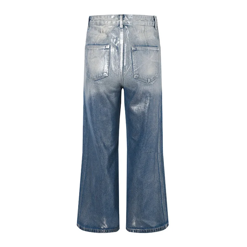 Мужские прямые джинсовые брюки с градиентным принтом