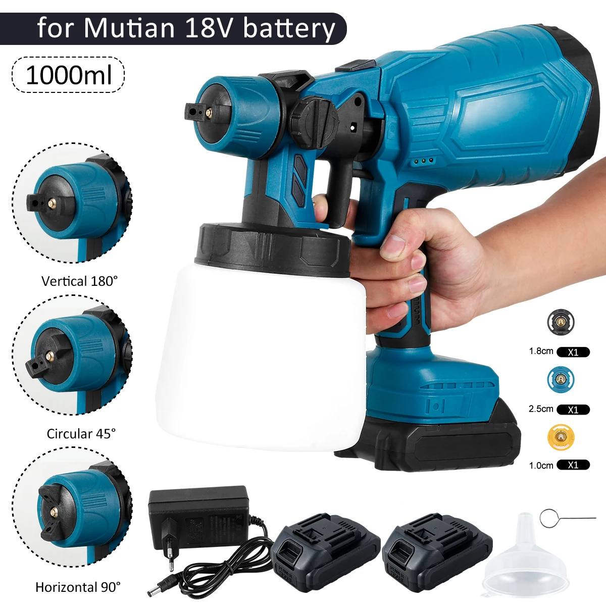 

Paint Sprayer Electric Spray Gun 1000ml Reusable Paint Spray Tool With 3 Nozzle 1500W Safe Handheld Spray Power Tool Accessories