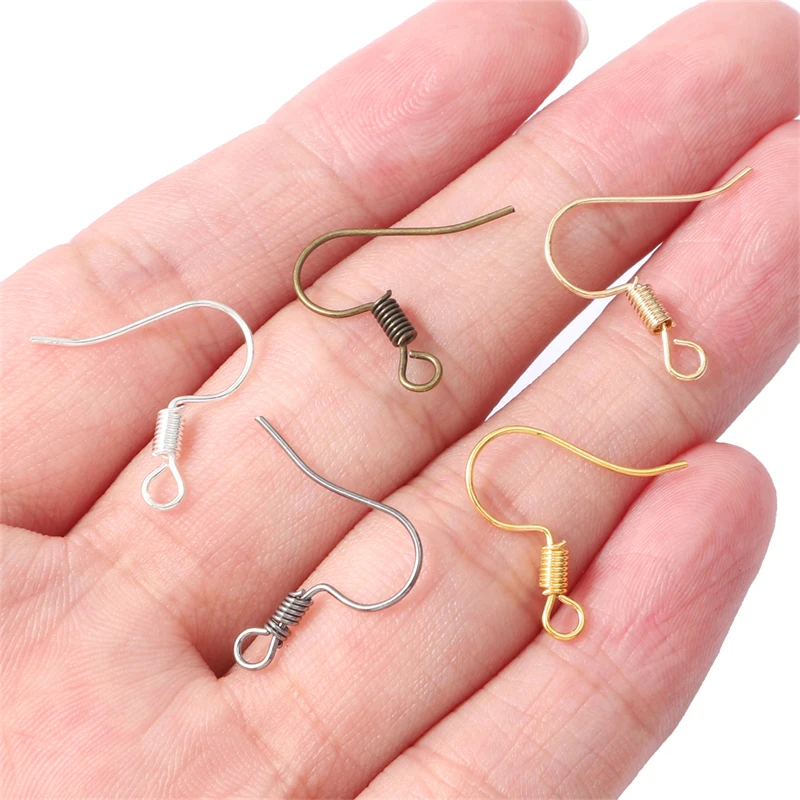 100pcs/Pack 19x19mm Iron Metal Small Spring Ear Hooks Fittings Fittings for DIY Handmade Earrings Jewelry Making Findings images - 6