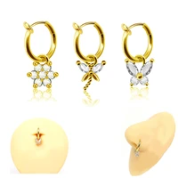 new butterfly fake belly button ring fake belly piercing clip on umbilical navel fake pircing faux belly cartilage earring clip