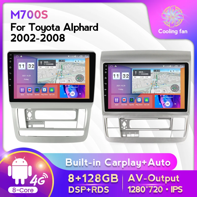 Навигация MEKEDE Carplay GPS для Toyota Alphard 2002 2003 2004 2005 - 2007, мультимедийный плеер 2 Din с автомобильным радио 4G WIFI и DSP.