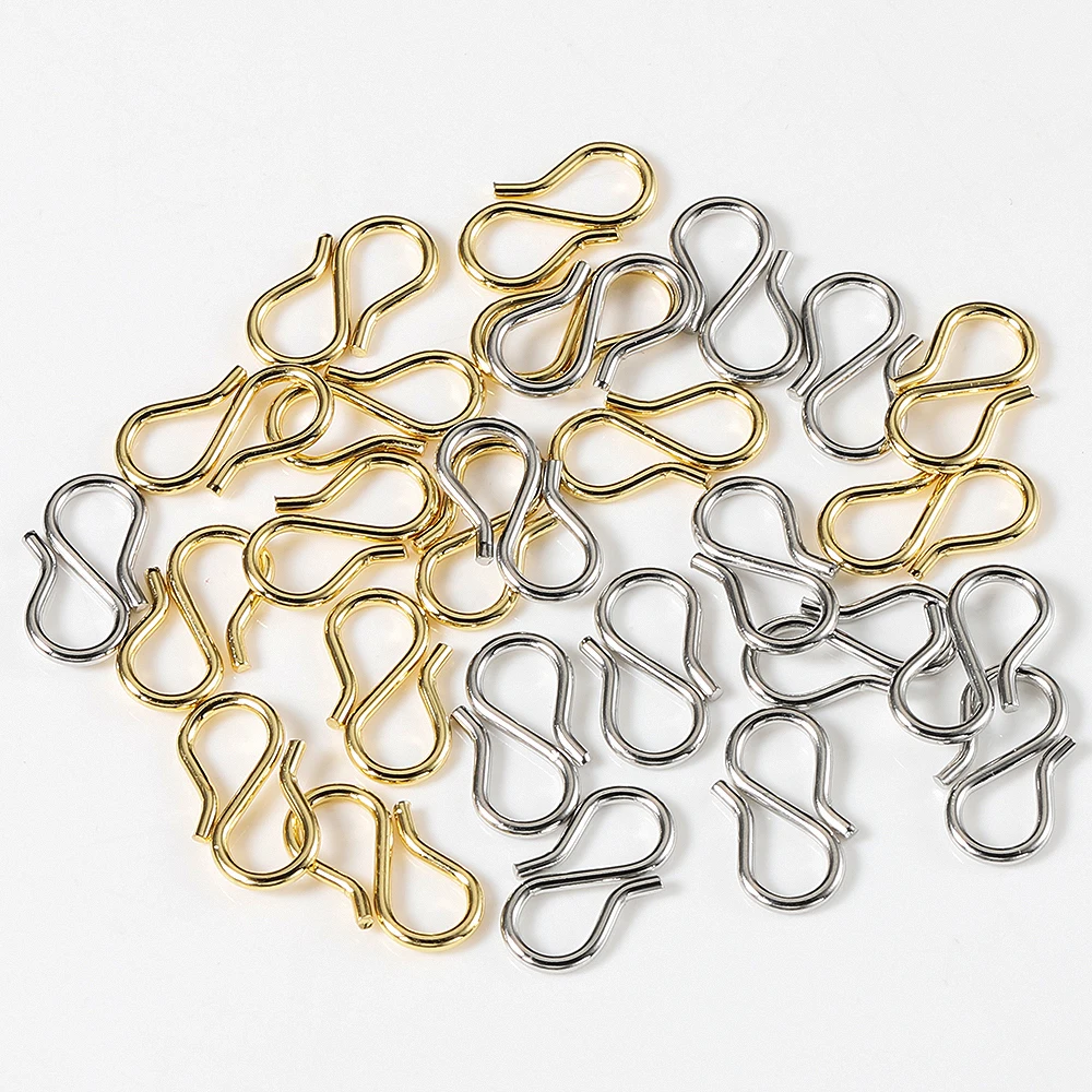 20pcs/Lot Stainless Steel S/W Shape Clasps Connect Hooks Connector Necklace End Closure for DIY Jewelry Making Bracelet Findings